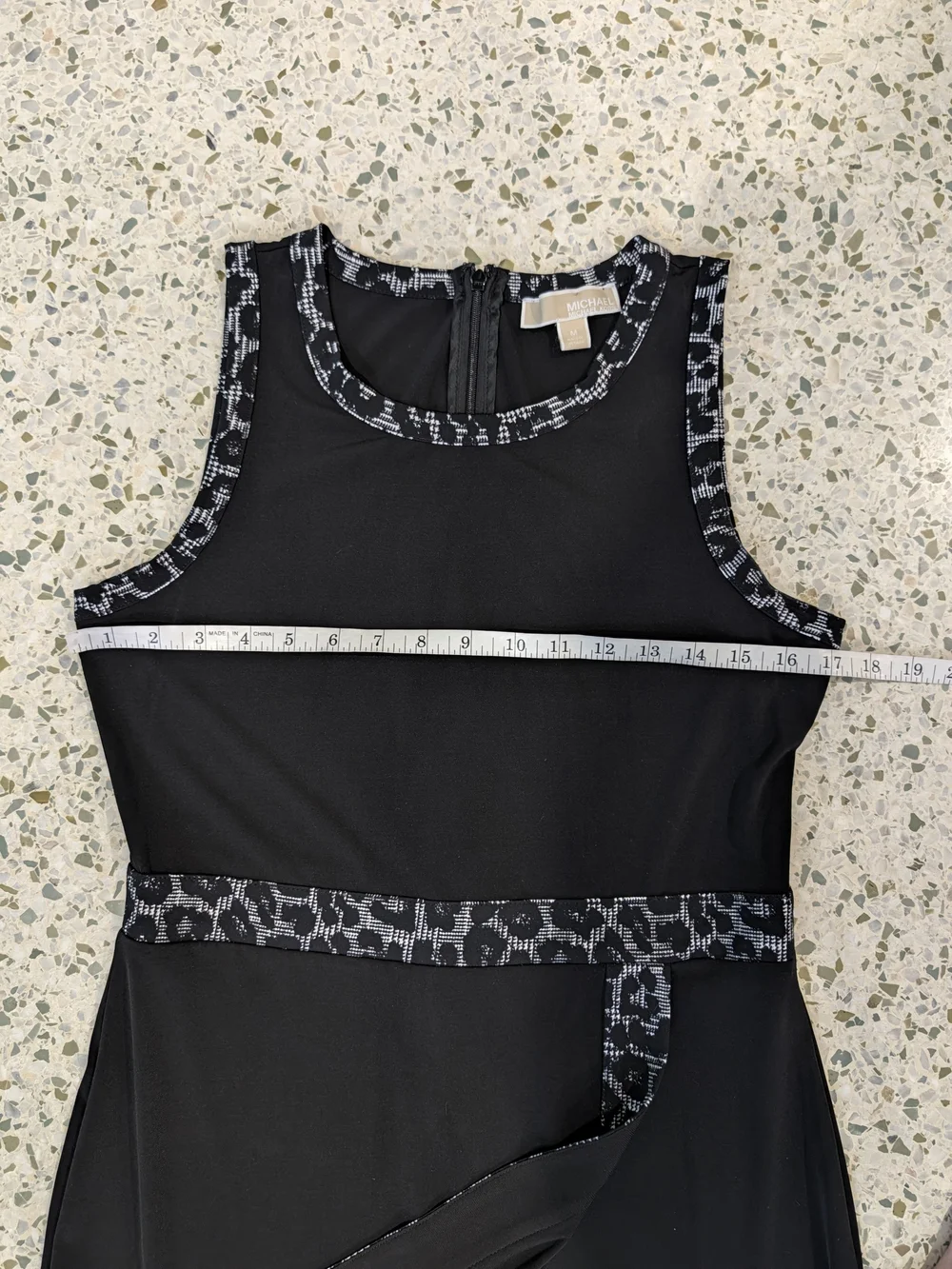 🖤SOLD🖤Michael Kors Black Sleeveless Sheath Dress with Gray Leopard-Print Trim